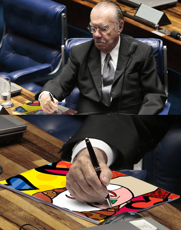 O Sarney, no fundo, estava desenhando a Dilma do Romero Britto.